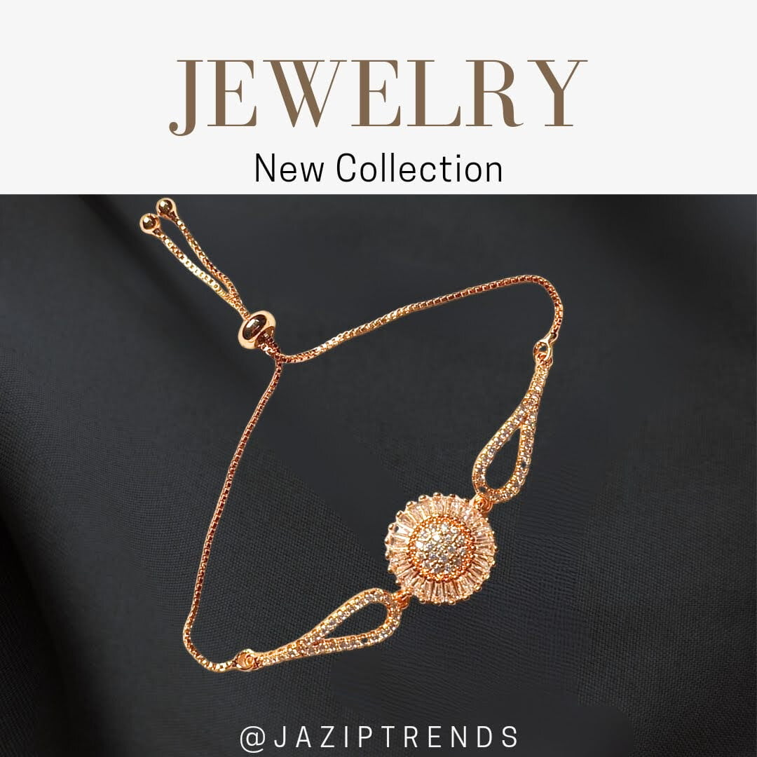 Adjustable Chain Gold Plated Radiant Circular Centerpiece Design Bracelet Adjustable Chain Gold Plated Radiant Circular Centerpiece Design Bracelet