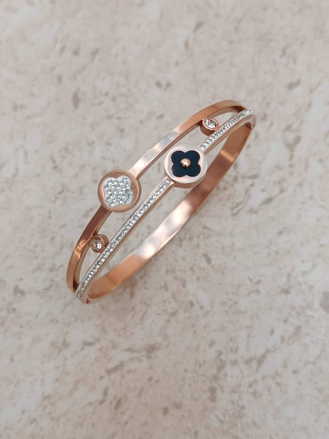 Stainless Steel Anti-Tarnish Double Band Rose Gold Bracelet Stainless Steel Anti-Tarnish Double Band Rose Gold Bracelet
