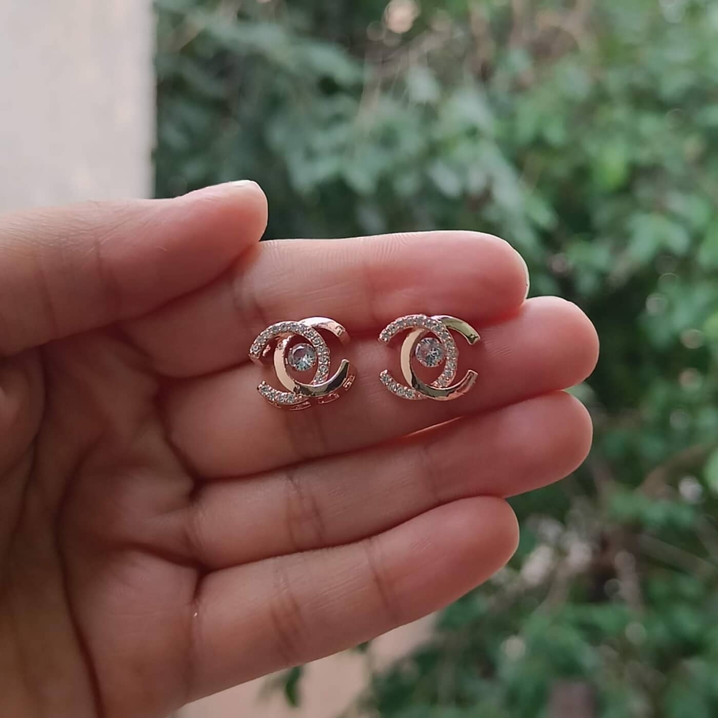 Sparkling Rose Gold AD Stud Earrings Sparkling Rose Gold AD Stud Earrings