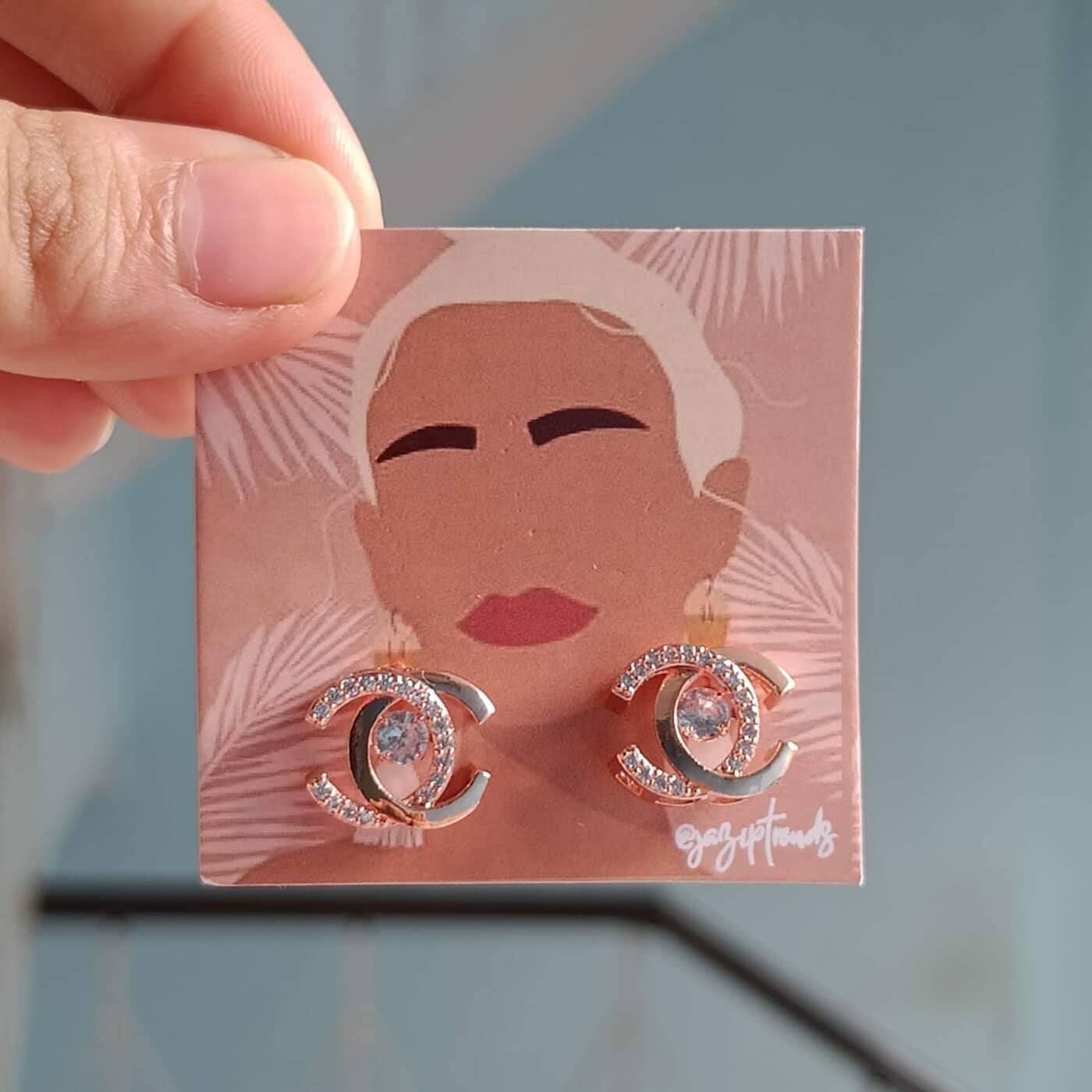 Sparkling Rose Gold AD Stud Earrings Sparkling Rose Gold AD Stud Earrings