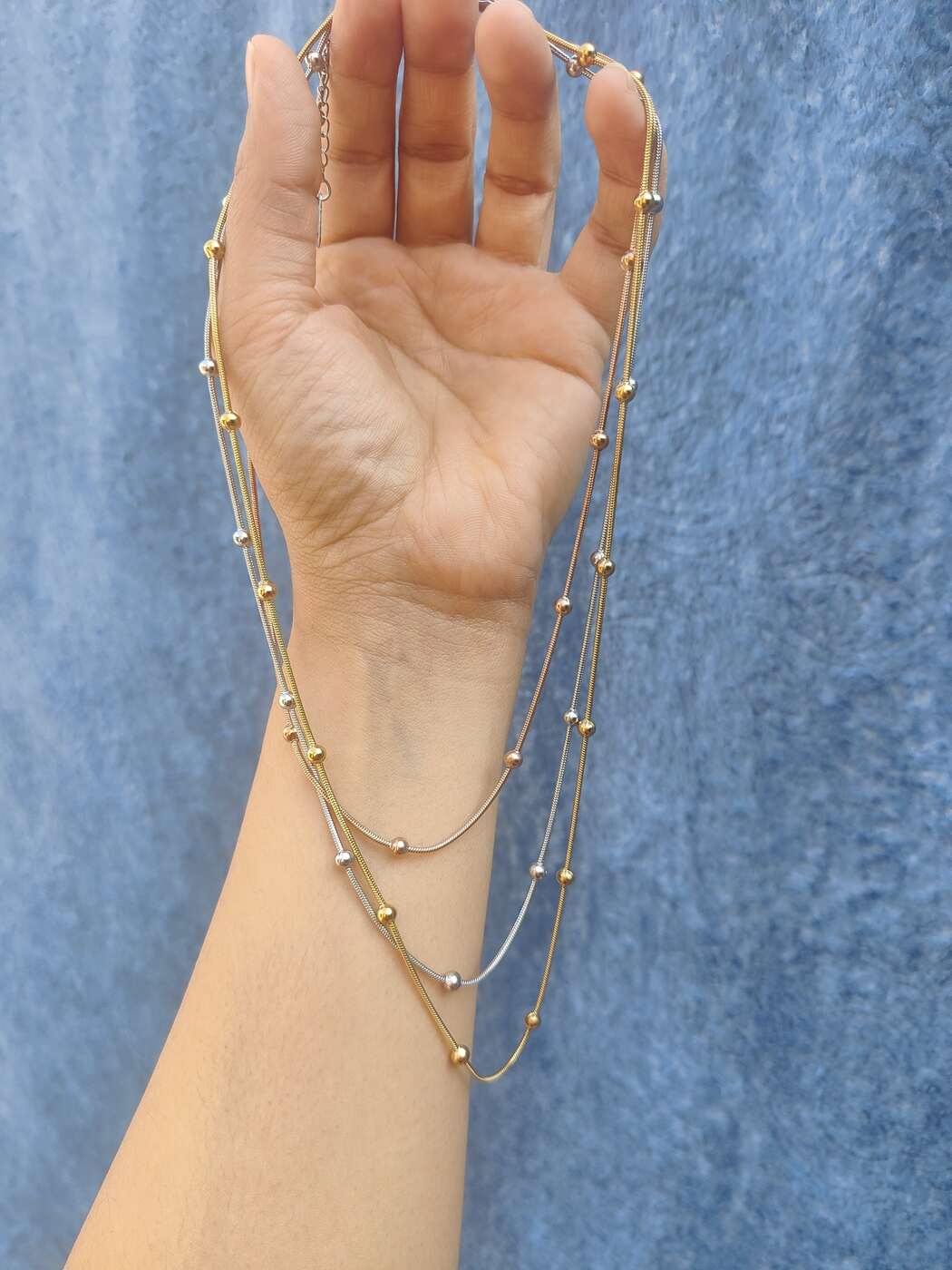 Tri-Color Layered Necklace - A Symphony of Gold, Rose Gold & Silver Tri-Color Layered Necklace - A Symphony of Gold, Rose Gold & Silver